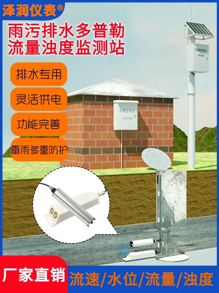Станция контроля скорости потока и качества воды расходомер дождя сточных вод