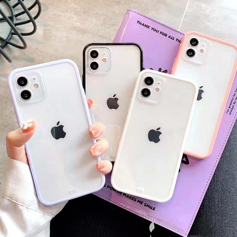 

Soft Transparent Candy Phone Case For iPhone 11 12 13 Pro Max XS X XR Max 7 8 Plus SE 2020 Silicone Bumper Back Cover