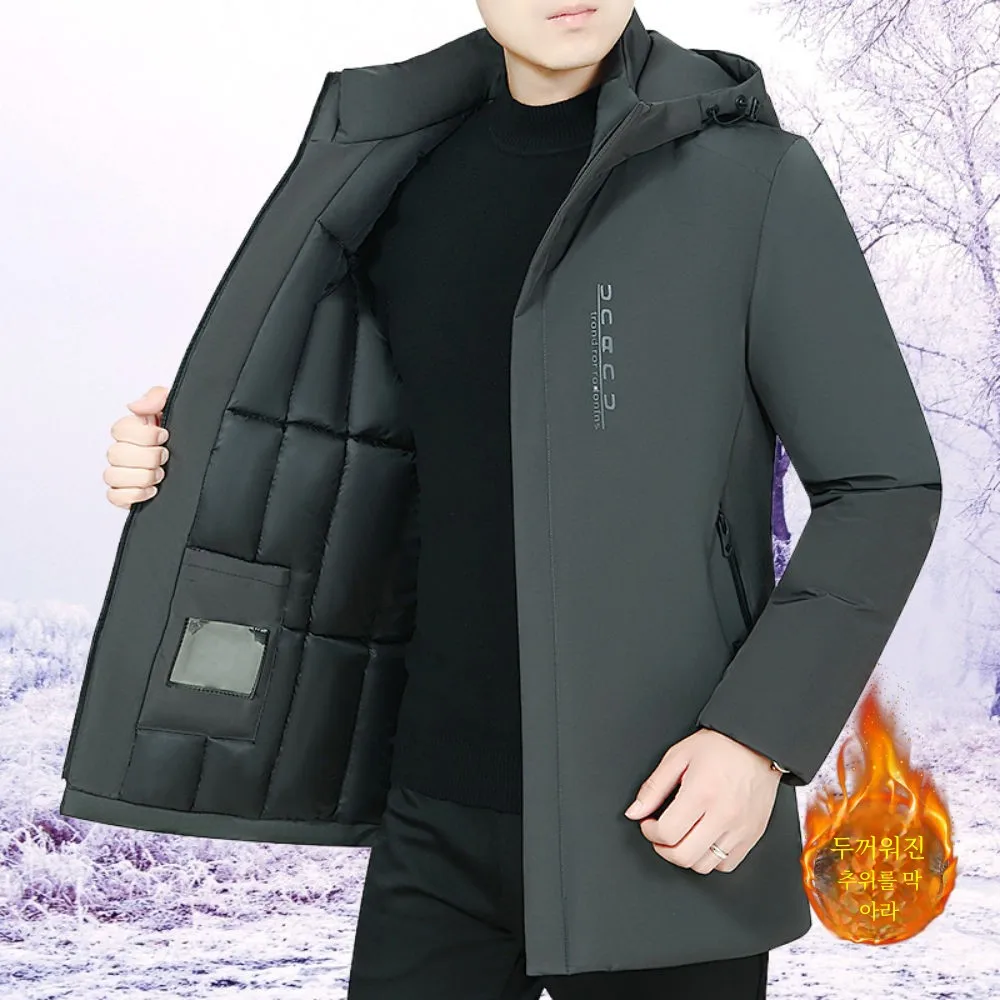 Специальная распродажа мужской пуховик Hengyuanxiang средней длины зимняя утолщенная