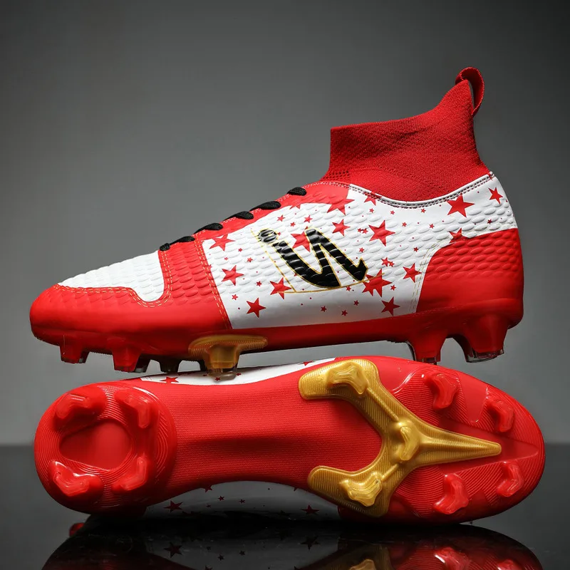 2022 Fashion Printed Red Men Soccer Boots Unisex Original Professional Field Cleats Football Shoes Size 47 48 botines de futbol