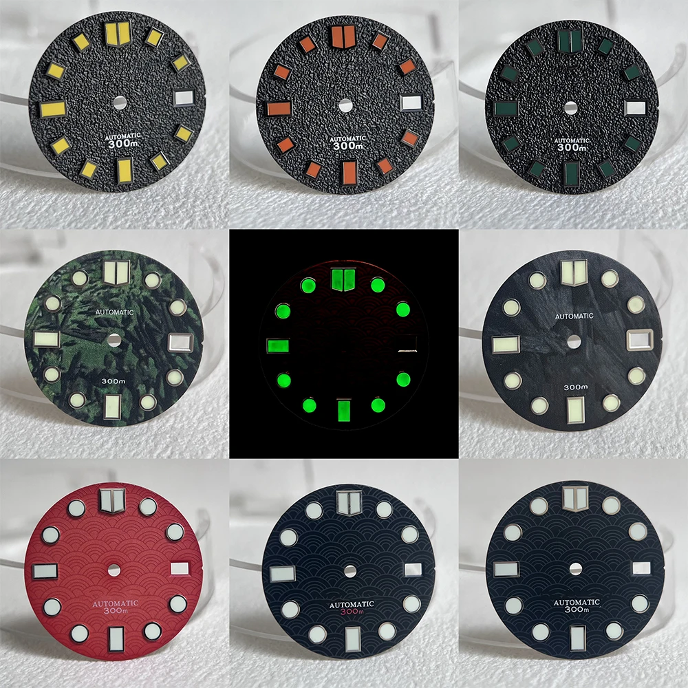 Зеленые светящиеся циферблаты с текстурой метеорита и волнистой 28 5 мм подходит