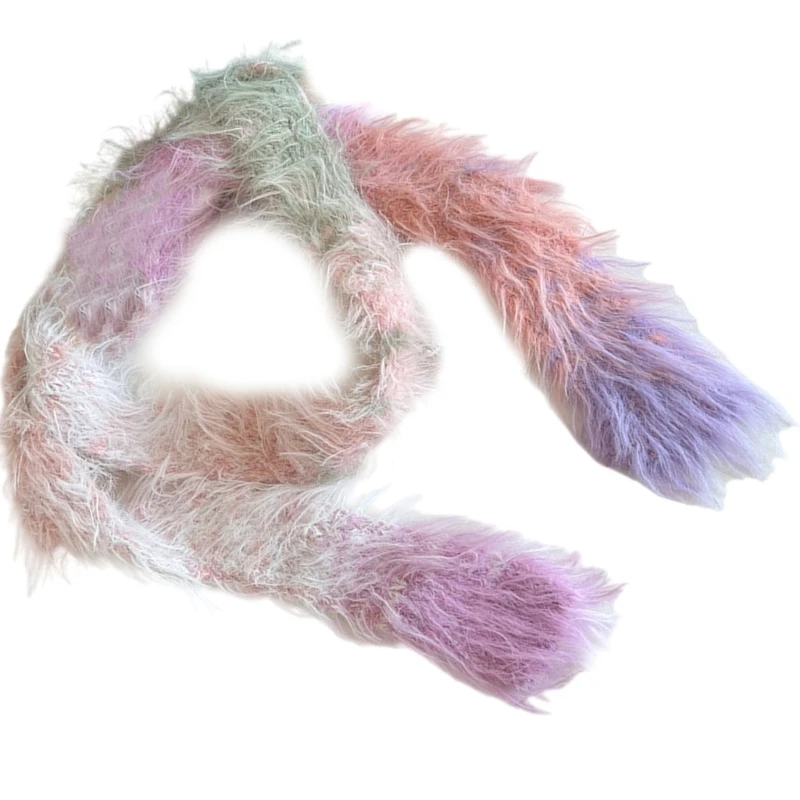 Новый стильный пушистый шарф для женщин длинный узкий пояс галстук девочек