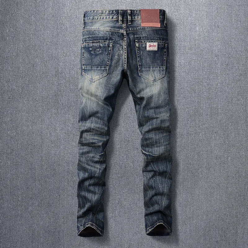 Fashion Designer Men Jeans High Quality Retro Wash Slim Fit Ripped Jeans Men Straight Vintage Trousers Casual Denim Pants Hombre