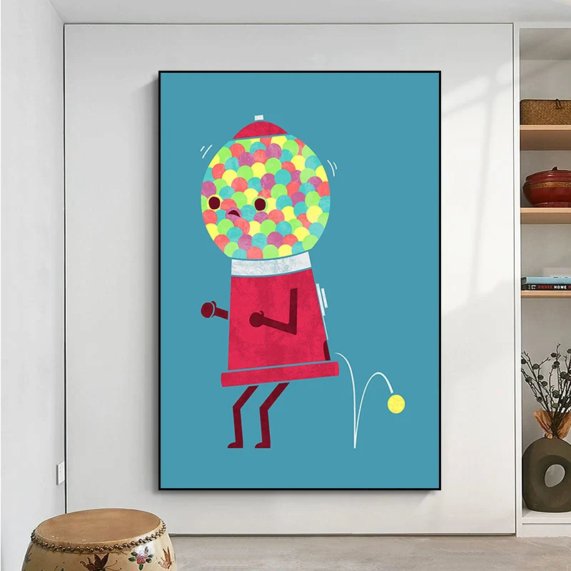 Cartoon Funny Food Anime Posters Sticky Fancy Wall Sticker For Living Room Bar Decoration Stickers Wall Painting images - 6