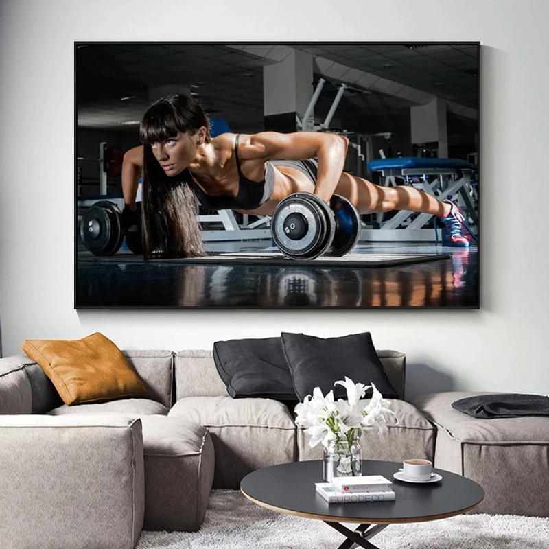 Сексуальный Бодибилдинг девушка фитнес спорт холст картины тренажерный зал