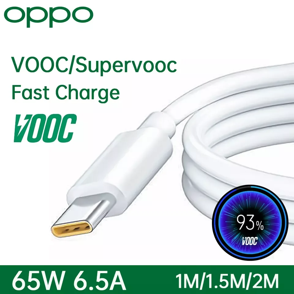 

Oppo 65W Supervooc Cable Reno 7 Pro 5g 6 5 4 3 Find X3 X2 X N F19 A74 Vooc Fast Charging Kabel Usb Tipo C Carga Rapida 1m 2m