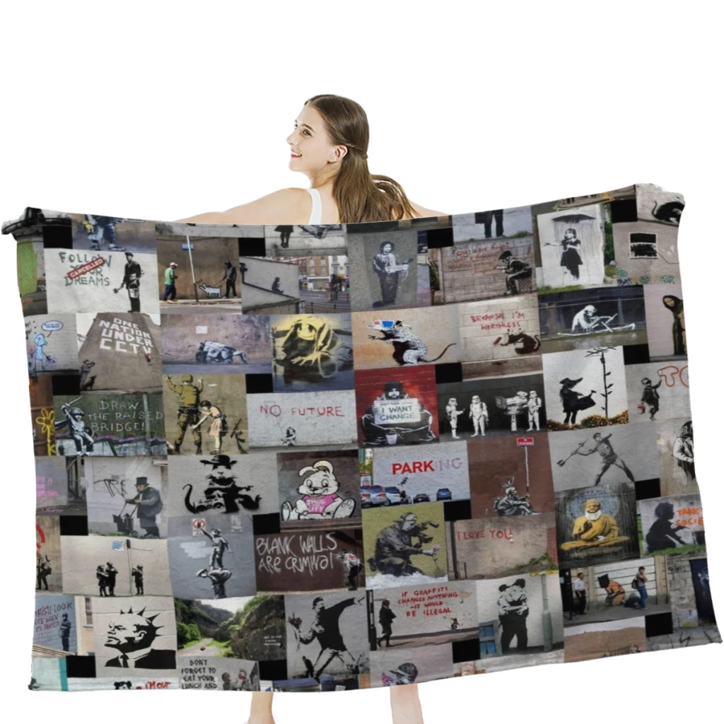 

BAnksy Throw Blanket Soft Warm Bedspread Camping ,Travel Bedding Blanket
