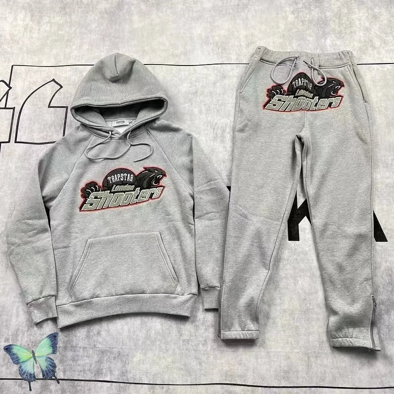 

Trapstars Couple Set Hoodie Sweatshirts Men Women Winter Warm Dress Gray Black
