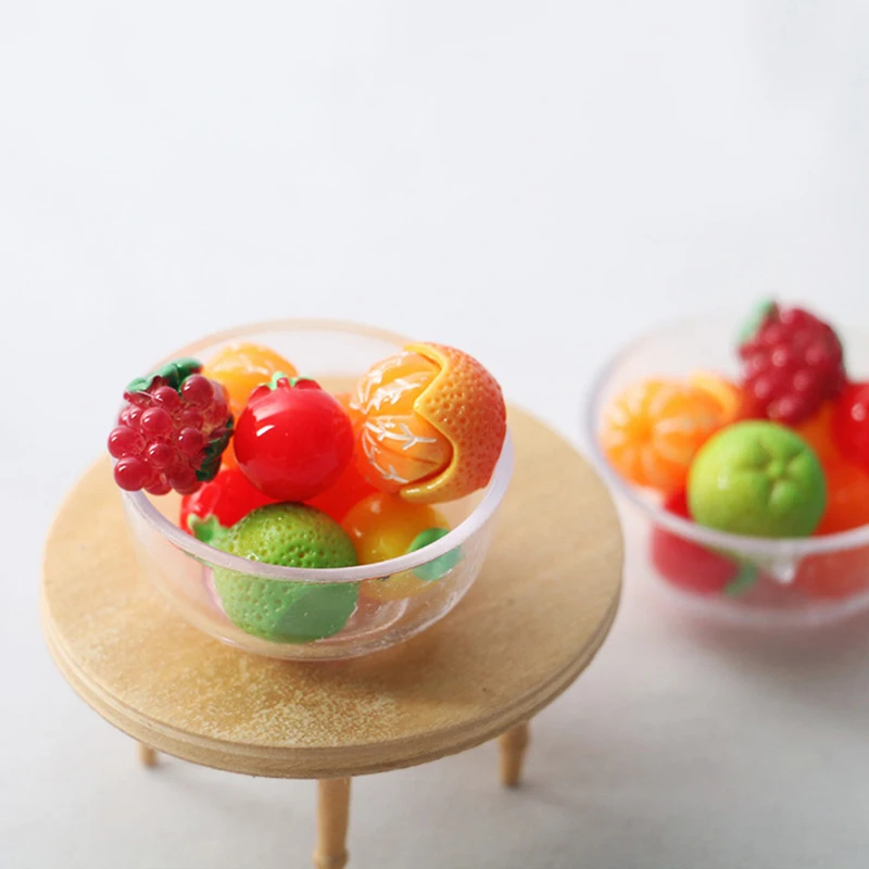 

1:12 Dollhouse Miniture Transparent bowl with 8pcs Fruits Accessories Decoration toys