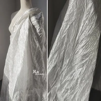 new pleated tulle fabric white irregular folds texture diy clothes bride veil gown lace skirts wedding dress designer fabric