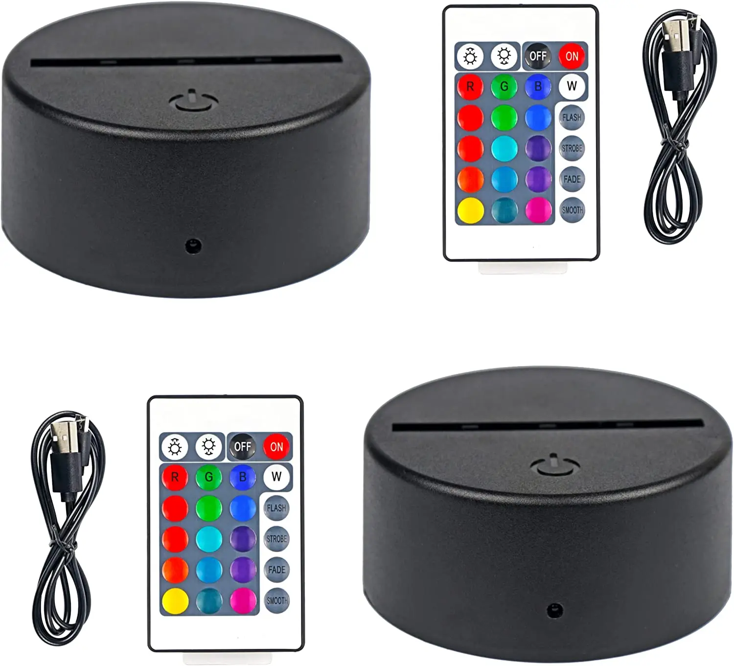 

2 Pack 3D Night LED Light Holder, 16 Colors LED Light Holder, Acrylic Light Display Base, Remote Control and USB Cable