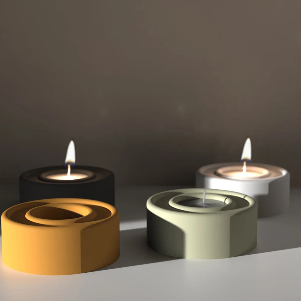 Pinkmore Concrete Candlestick Silicone Mold Round simple Design of Cement Gypsum Aromatherapy candle holder silicone mould