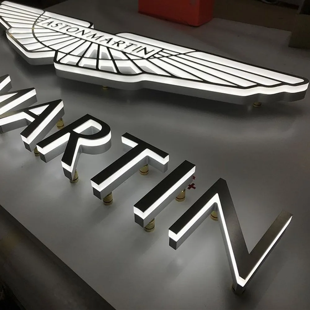 

Знак с логотипом в деловом стиле, домашний персонализированный светодиодный знак с подсветкой 3D из нержавеющей стали, наружный логотип витрины в деловом стиле, знак с подсветкой здания