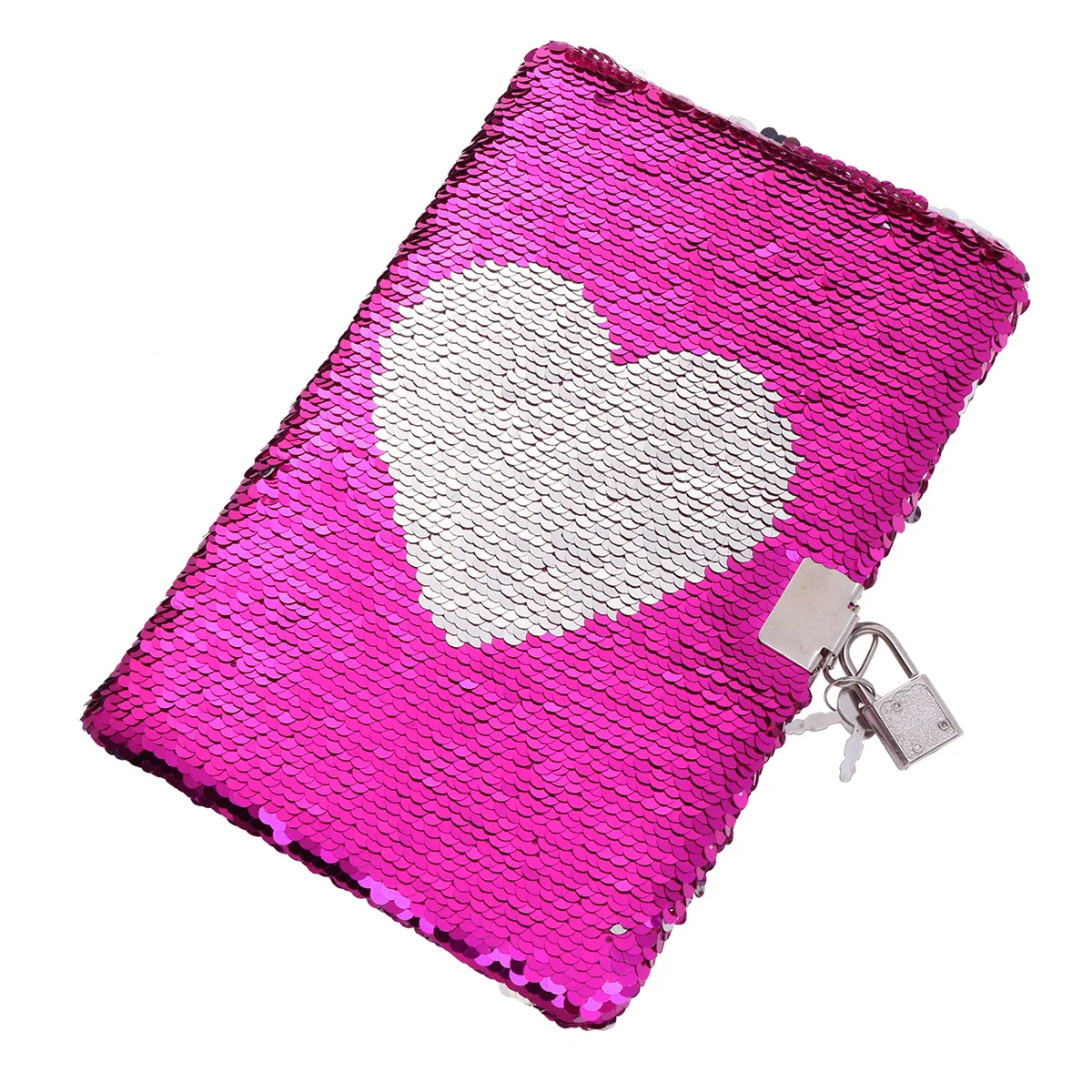 

Sequin Secret Diary Travelers Notebook Cloth Private Journal Love Heart Reversible Mermaid