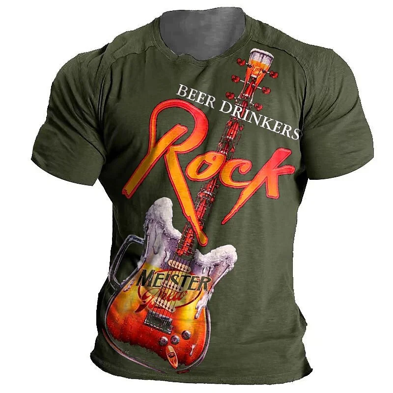 

Hip Hop Men'S Rock T Shirt Casual Man Shirts 3d Print Guitar Clothing Summer Male O-Neck Short Sleeve Tee Tops Oversized T-Shirt