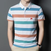 men golf shirts fashion stripe short sleeve lapel tops new summer casual trend high quality polo t shirt man golf wear clothing