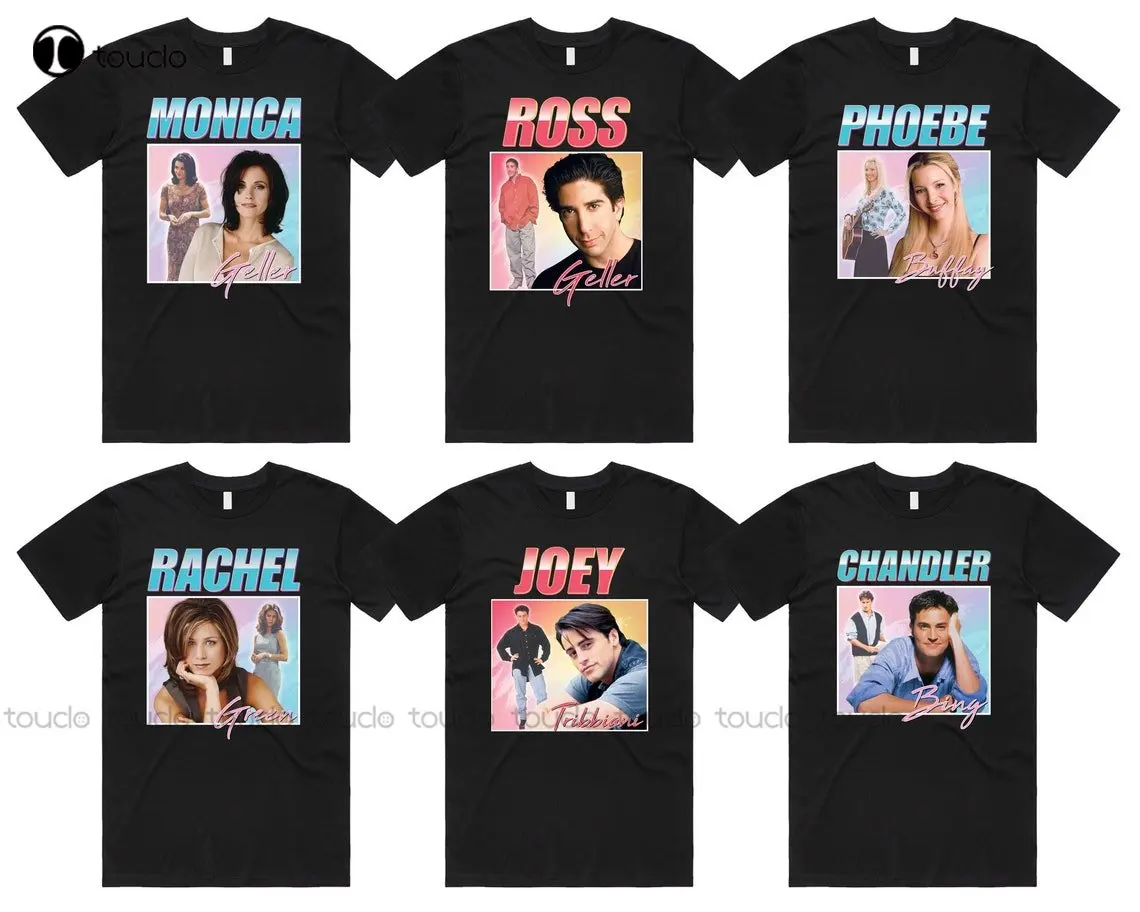 

Friends T-Shirt Tee Top Rachel Green Monica Geller Joey Tribbiani Phoebe Buffay Ross Geller Chandler Bing Retro 90'S