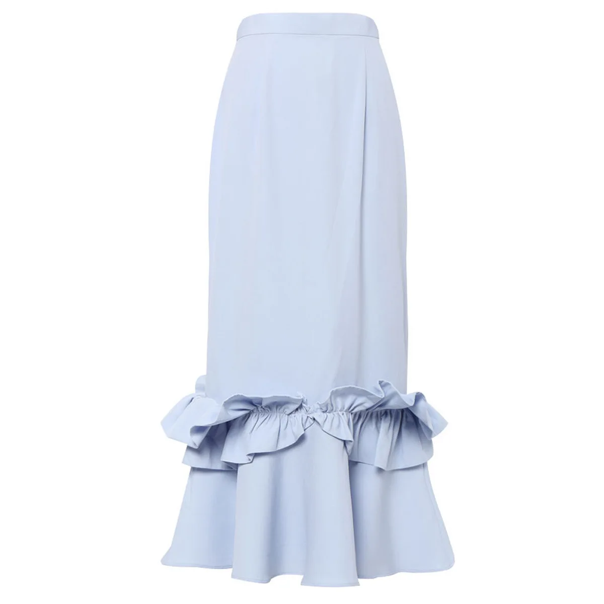 Blue Lotus Hip Pack Fishtail Skirt Long Length Empire Waist Large Size Casual Joker Women's Skirts Folds