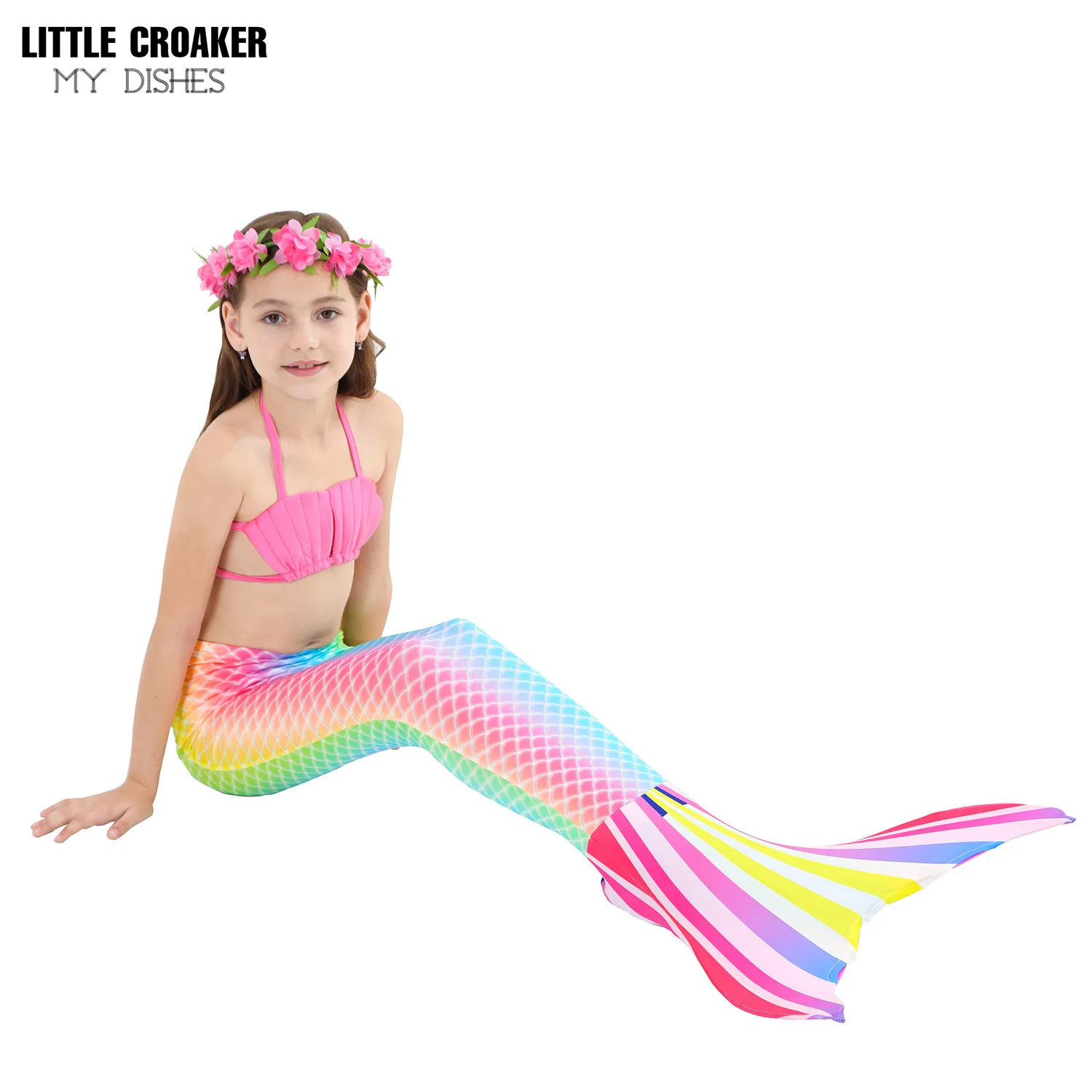 

Girls Mermaid Tail for Swimming Children Mermaid Costume Cosplay Kids Fancy Swimsuit Halloween Costume can add/no Mono Fin