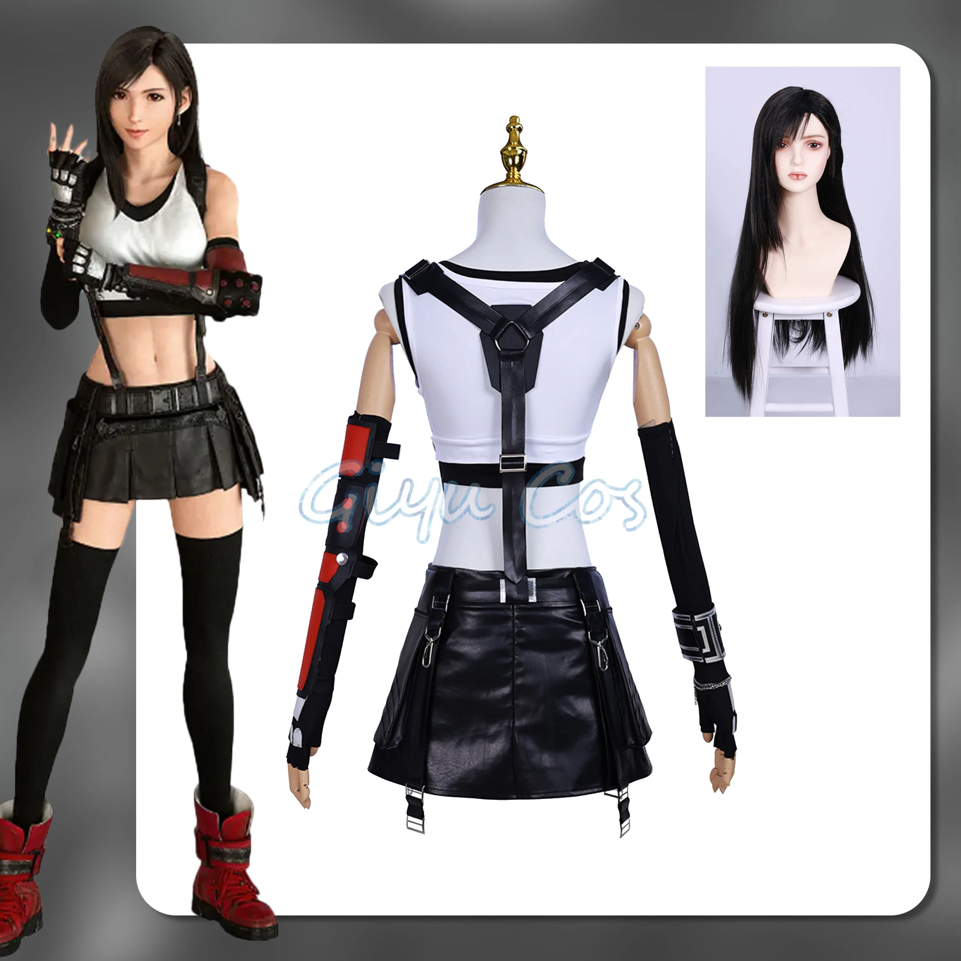 Косплей-костюм Tifa Lockhart Карнавальная форма парик аниме костюмы на Хэллоуин