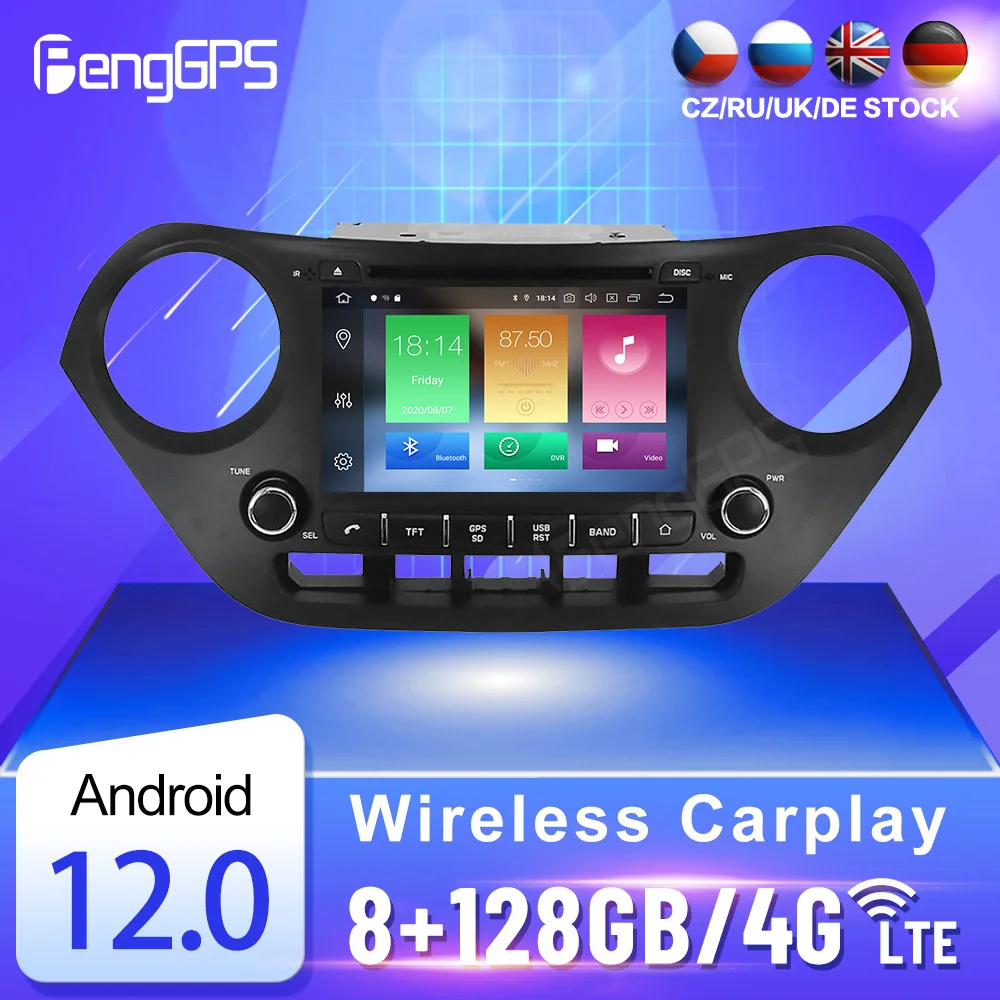 

For Hyundai I10 2013+ Radio Recorder Multimedia Player Wifi Android 12 8+128G Car Radio GPS Navigation Unit