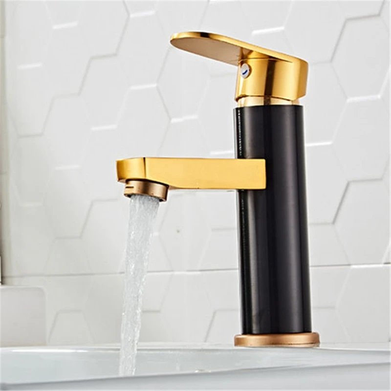 

2022 New2022 New Aluminum Basin Faucets Black Gold Bathroom Sink Washbasin Tap Single Hole