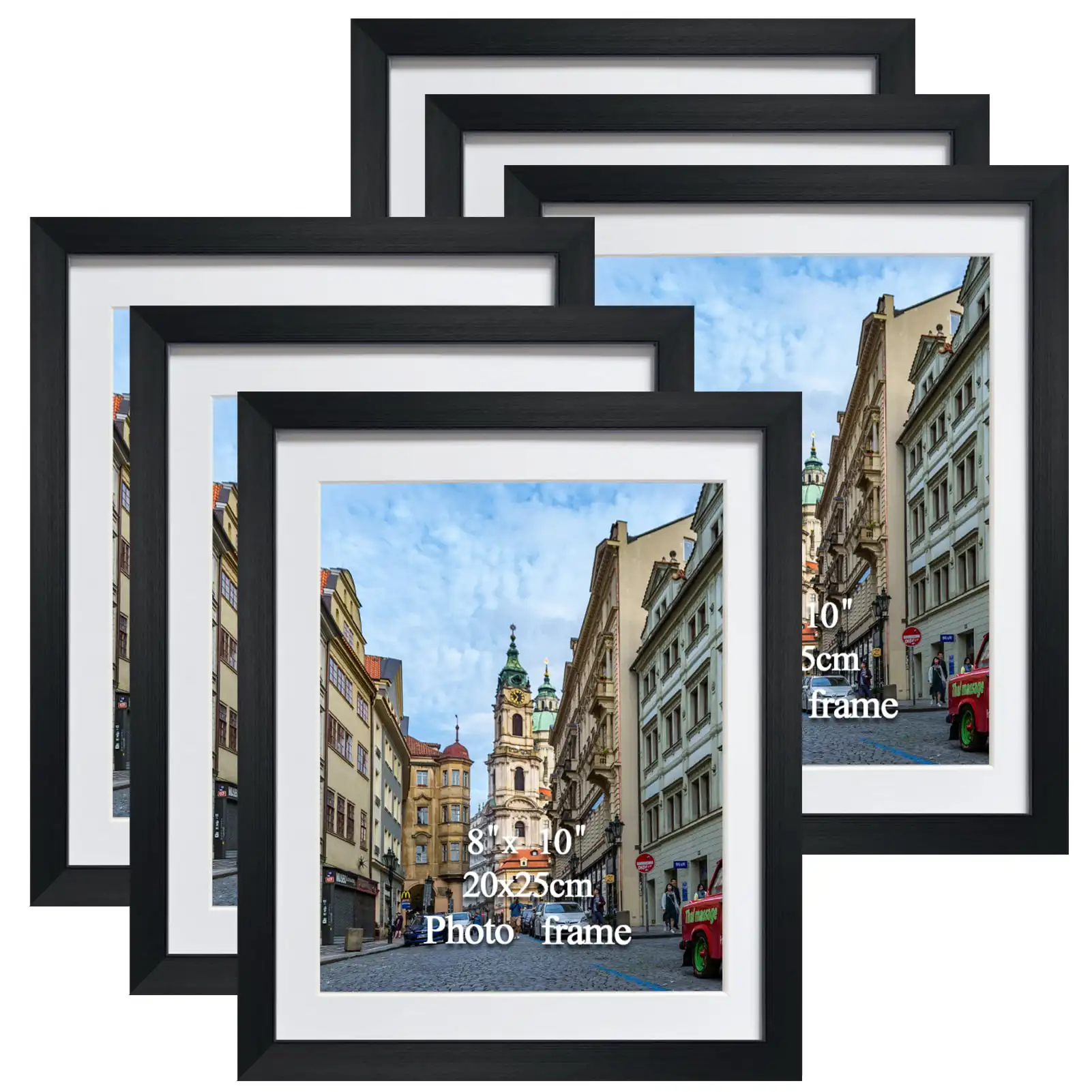 

6 шт., 8x10 фоторамок, набор черных фоторамок с ковриком для украшения стен или стола