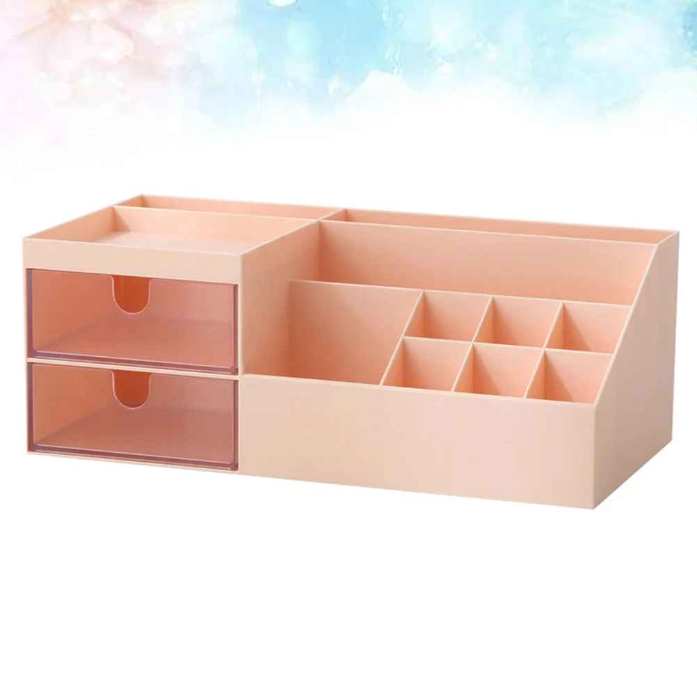 

Desktop Storage Box with Compartments Drawer Style Space-saving Plastic Case Stylish Sundries Organizer (Pink) Table