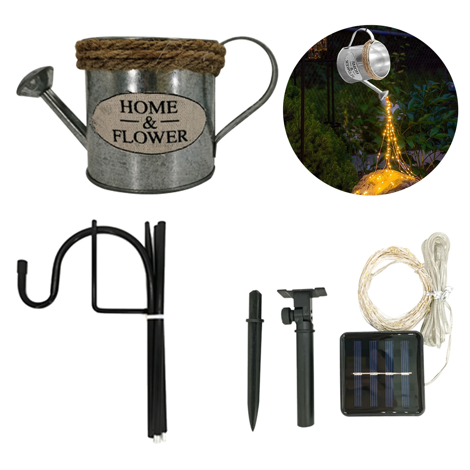 

For Party Solar Lamp Watering Can Art Craft Outdoor Statues Garden Decor Led Strands With Bracket Waterproof DIY Walkway Starry