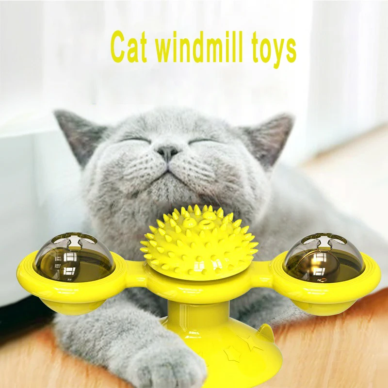 Spin The Windmill Cat Toys Turntable Teasing Cat Toys Scratching Rubbers Cat Brush Pet Supplies Teasing Cats Turntable Toys Ball