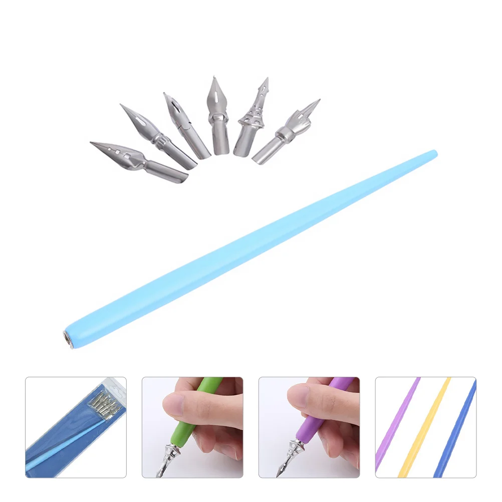 

Pen Nib Holder Calligraphy Straight Dip Wooden Ink English Writing Accessory Present Comic Oblique Nibs Retro