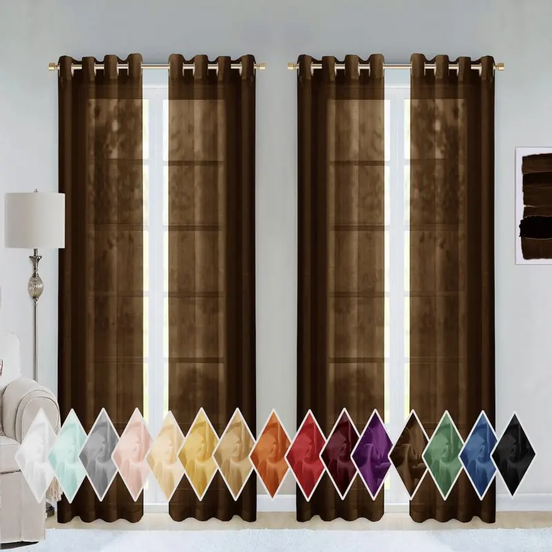 

Textured Semi-Sheer Linen Look Grommet Top Curtain Set Of 4, 54" x 84" each (Covers Two Windows)