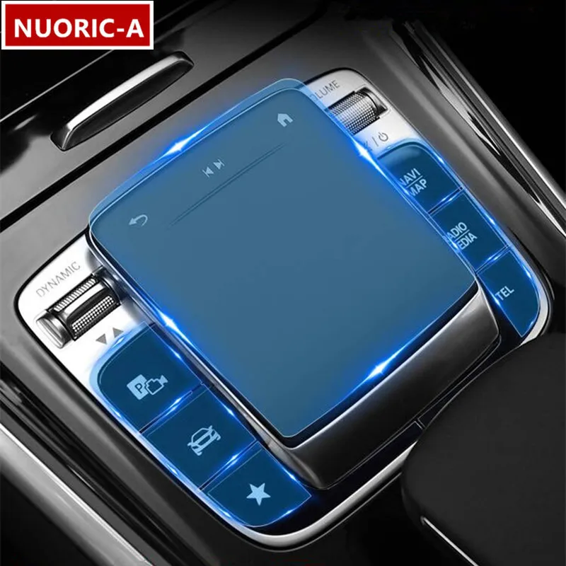 

For Mercedes Benz CLA A B GLB GLE GLS Class C118 W177 W247 W167 Car Center Console Media Button Mouse TPU Protector Film Sticker