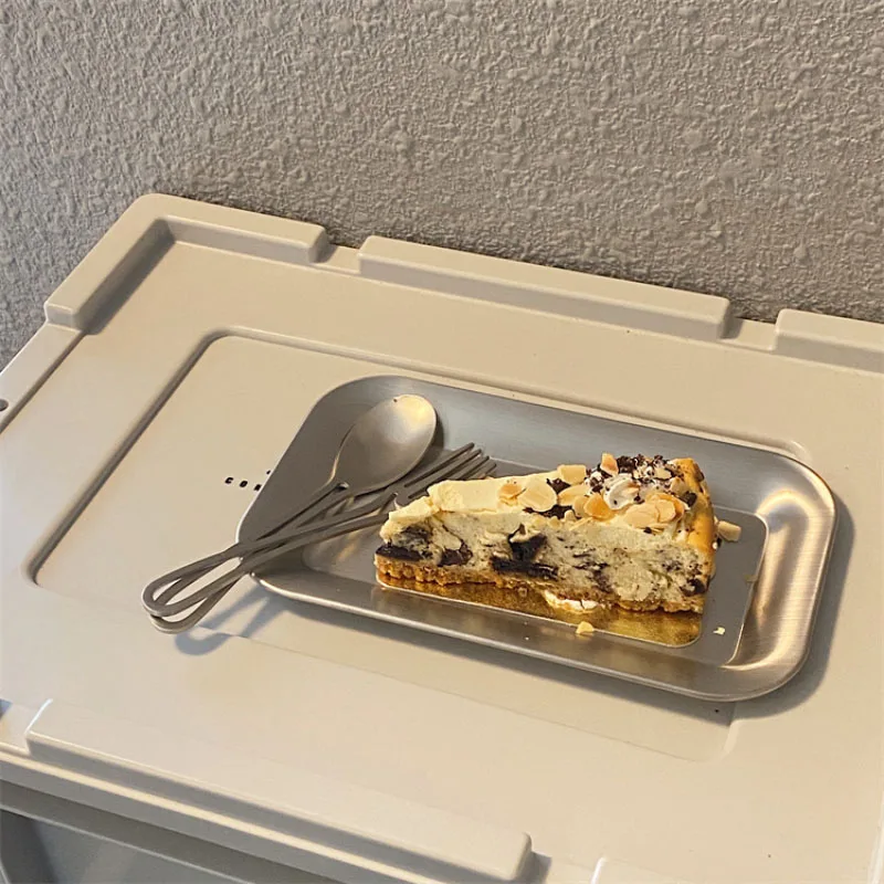 

Кофейня в промышленном стиле, квадратный поднос из нержавеющей стали, тарелка для хлеба и торта, тарелка для кофейни, Западной кухни