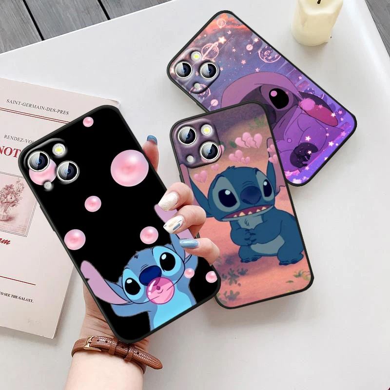 

Disney Cool Stitch For iPhone 14 13 12 11 Pro Max XS Max X XR 7 8 Plus 6S 5S Silicone Black Shell Phone Case