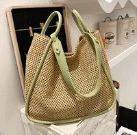 casual large capacity straw tote bag big handle women handbags paper shoulder crossbody bags summer beach bag big shopper purses