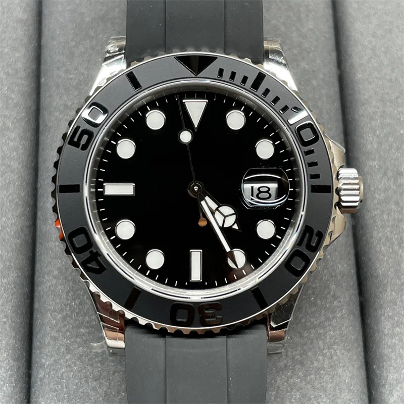 

High Quality Luxury Men's Watch Automatic Mechanical Watch Business Fashion Black Rubber Ceramic Bezel