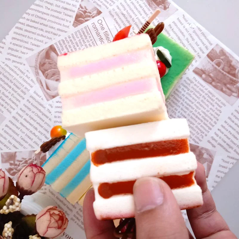 5×5×5.5cm Simulation PU Square Fruit Sandwich Cake for Dessert Shop Promotion Sample Shooting Supplies Accessory Fake Food | Дом и сад