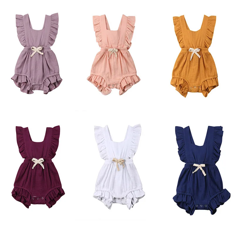 

Baby Romper Lotus Sleeve Cotton Princess Baby Girls Bodysuits Cotton Baby Girl Clothing for Newborn Cute Summer Baby Bodysuit