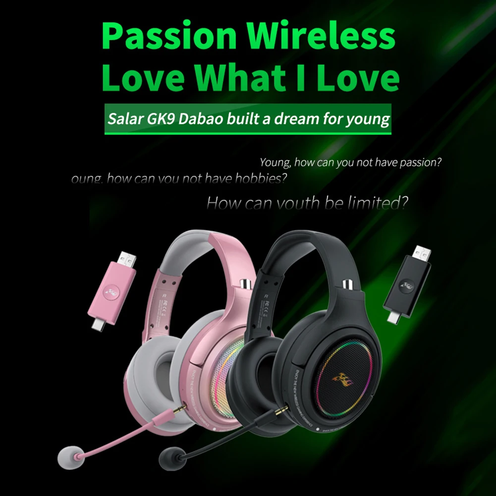 

Bluetooth-совместимость 5.1 Φ с микрофоном, динамические наушники Type-C, игровая гарнитура с зарядкой и RGB-светодиодом