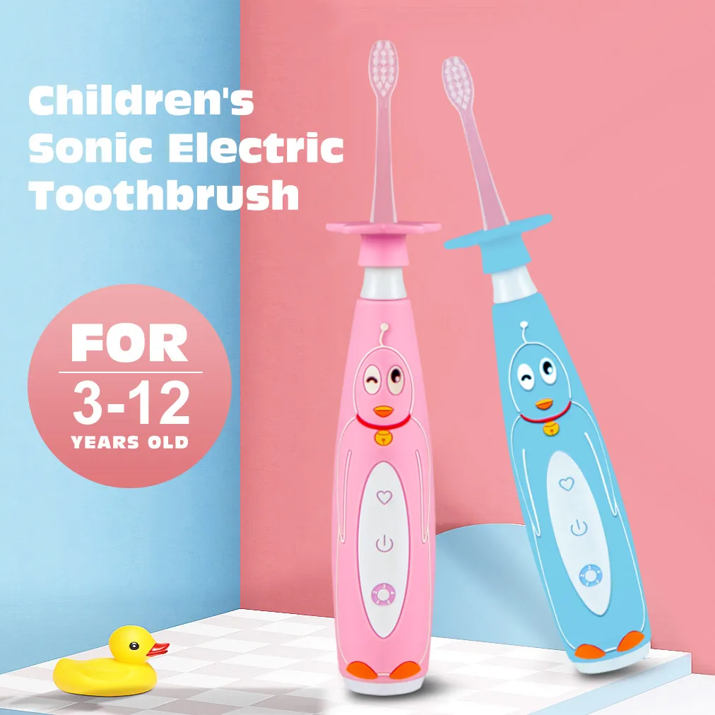 

Children's Electric Toothbrush Cartoon Pattern Ultrasonic Electric Toothbrush with Replace Toothbrush Head for Teeth Oral Care