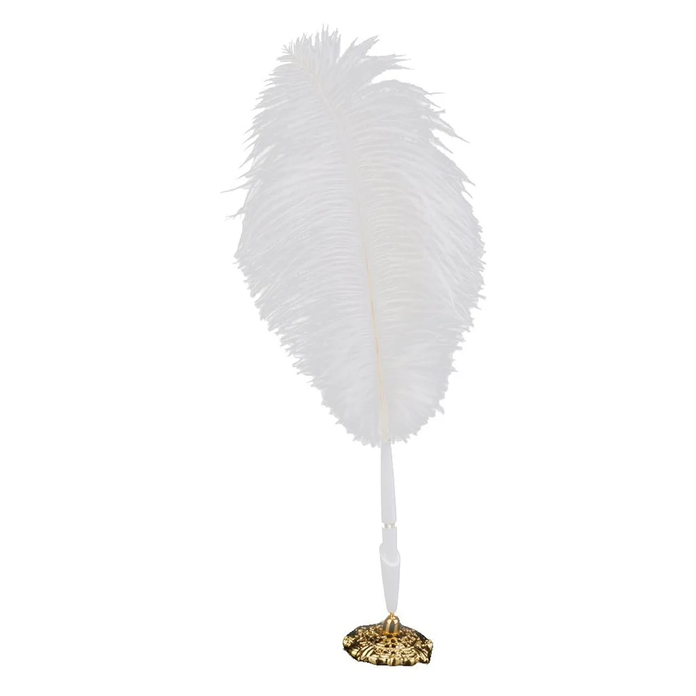 

Business Suit Pen Metal Stand Quill Guest Ostrich Wedding Reception Long