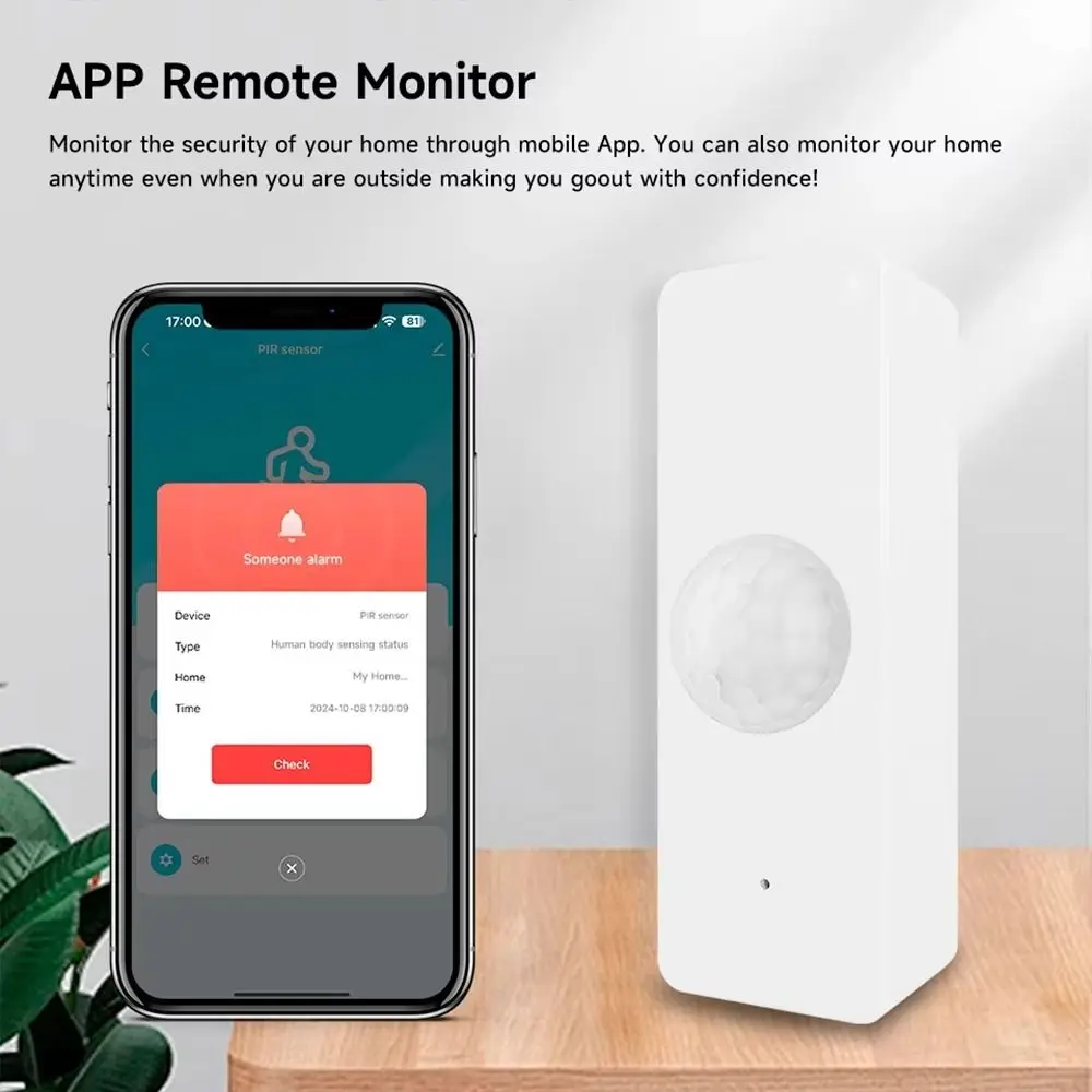 Датчик движения Wi-Fi/Zigbee PIR 105 ° Чувствительный угол детектора человеческого тела