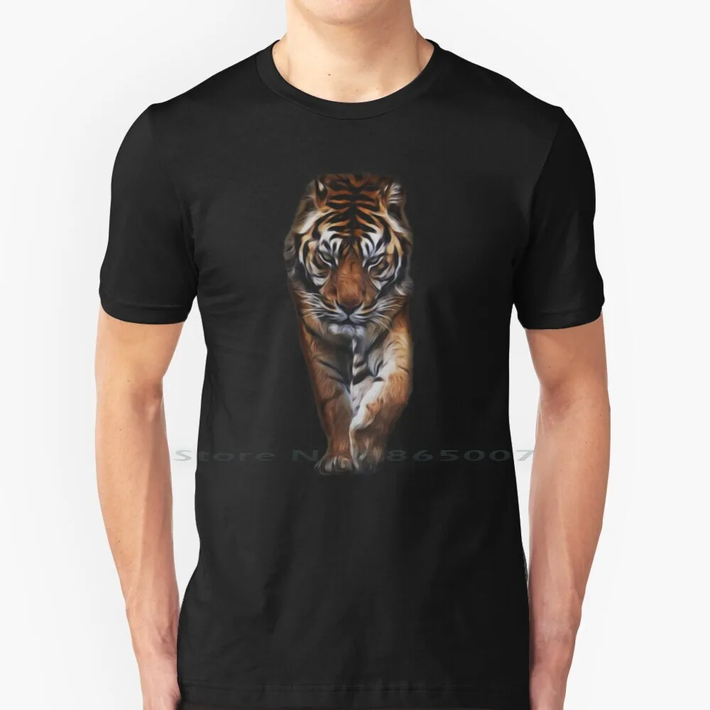 

Tiger T-Shirt Safari Jungle Animal Black T Shirt 100% Cotton Animals Nature Jungle Eyes Of The Tiger Face Tiger Big Size 6xl