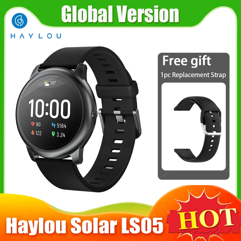 

Global Version Haylou LS05 Solar Smart Watch Sport Fitness Bracelet Sleep Heart Rate Monitor IP68 Waterproof for IOS Android