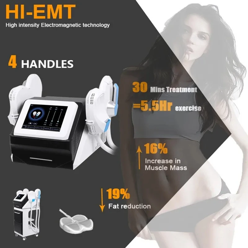 

2/4 Handles 7 Tesla Ems Muscle Stimulation Body Sculpting Machine Fat Reduce Muscle Build Emslim With Rf Weight Loss Device