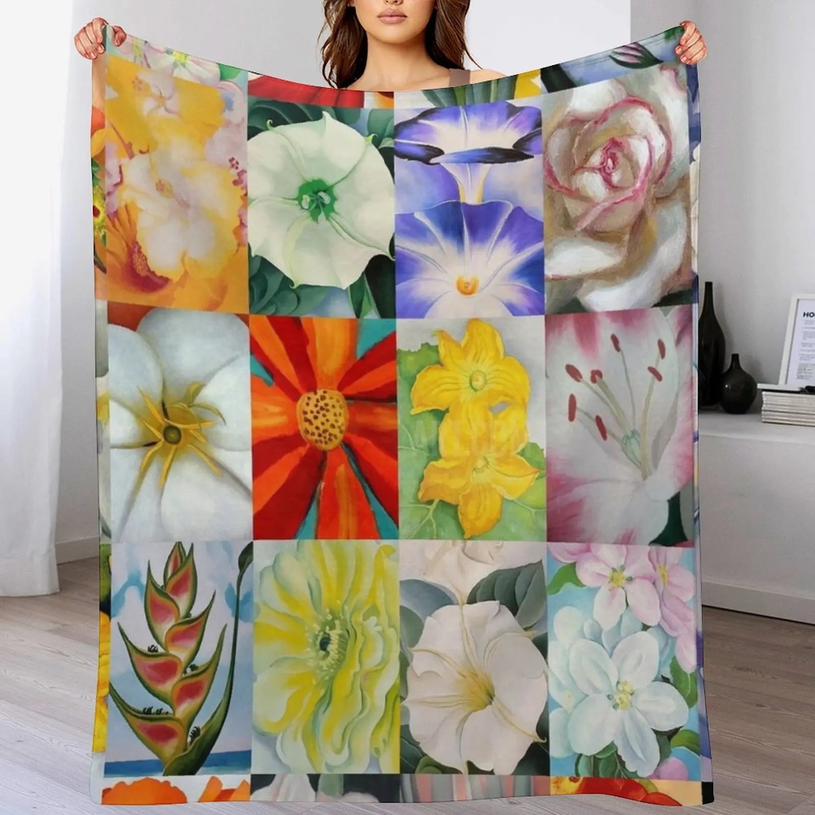 Одеяло Georgia O'Keeffe с цветами покрывала на кровать для дивана тонкие одеяла