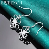 blueench 925 sterling silver flower pendant earrings for ladies engagement wedding temperament simple fashion jewelry