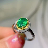 Natural Colombian emerald ring antique palace style sterling silver high grade feel ring for girlfriend's birthday present
