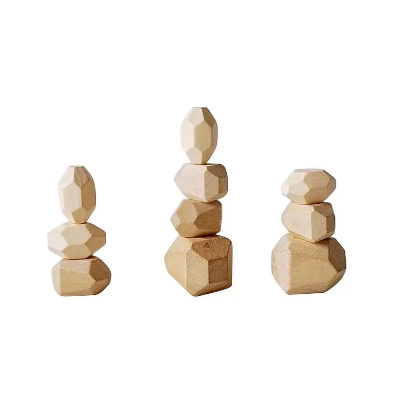 

10Pcs Wooden Stacking Toys Imitation Stone Blocks Stacking Games Kids Educational Toys